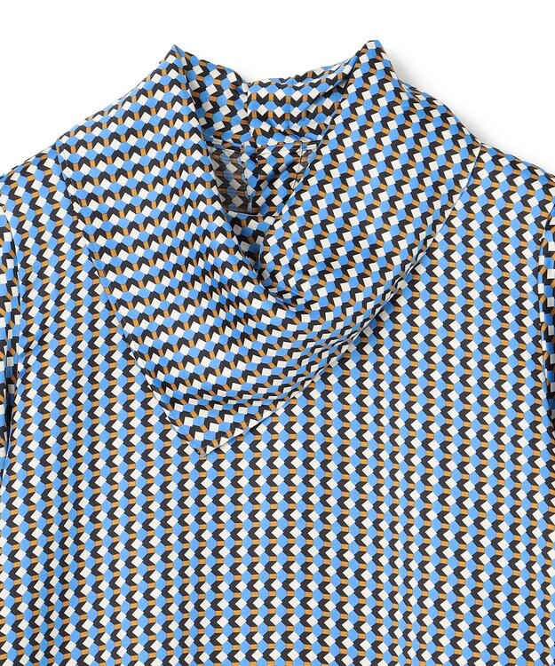 BEIGE， MABILLON / スカーフブラウス Sax x Brown