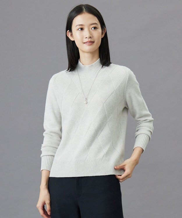 J.PRESS LADIES 【WEB限定カラーあり・洗える】CAT ハイネックプルオーバー ニット ライトグレー系