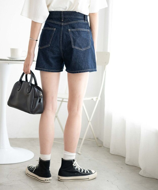 WEGO デニム台形ショートパンツ デニム濃色