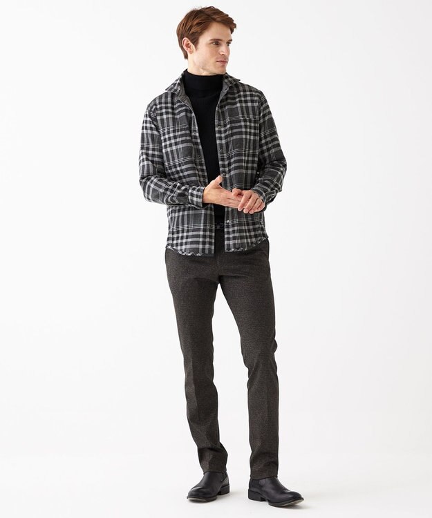 JOSEPH ABBOUD 【キングサイズ】リバーシブルチェック シャツ ブラック系