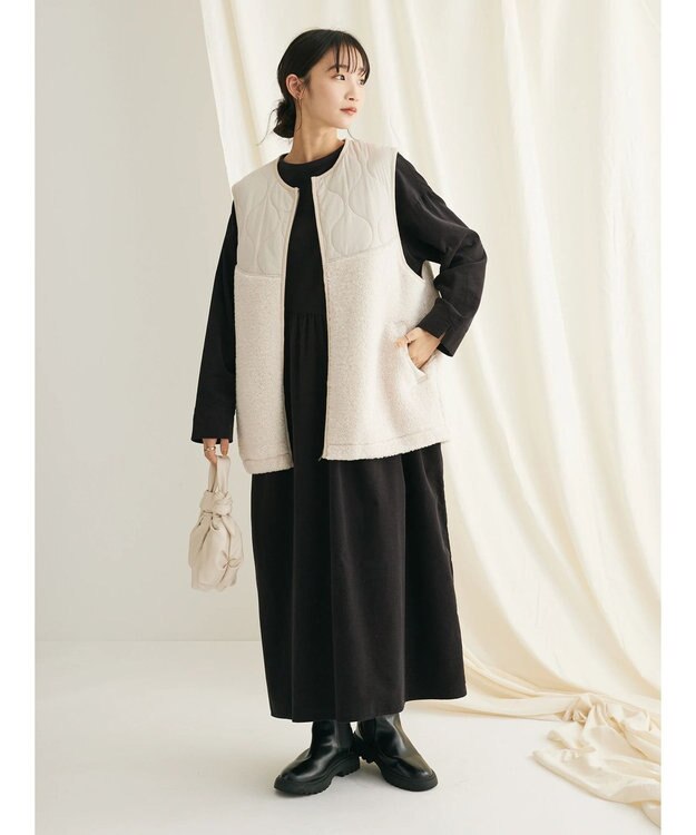 CRAFT STANDARD BOUTIQUE キルティングボア切替ベスト Ivory