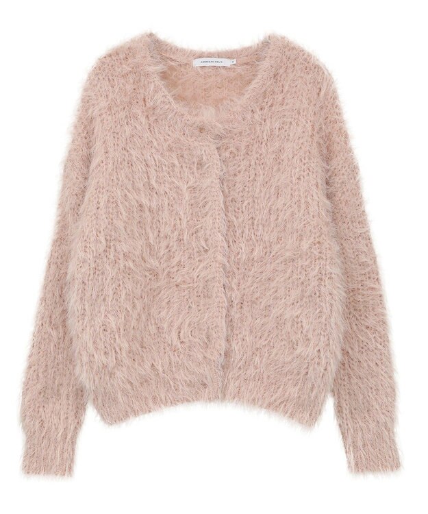 AMERICAN HOLIC シャギーニットクルーネックカーディガン Pink
