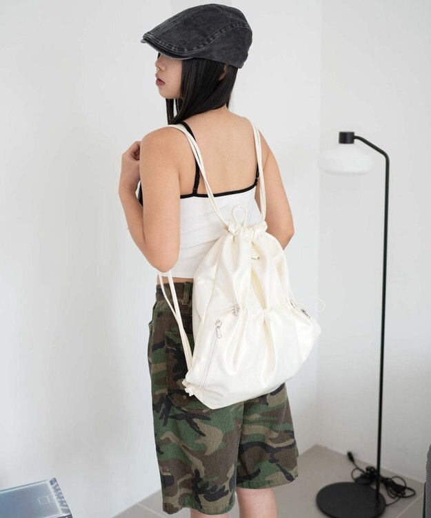 WEGO ドロストデザインナップサック ホワイトその他