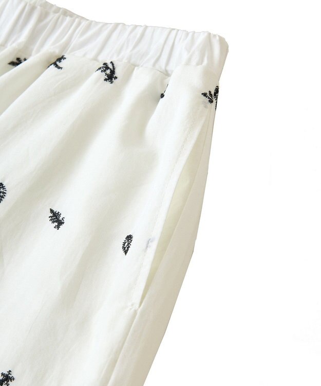 Green Parks ■ＥＳＣＡＲ　バイカラー刺繍ワイドイージーパン Off White