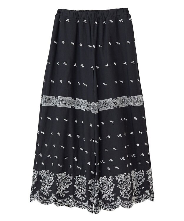 Green Parks ■ＥＳＣＡＲ　バイカラー刺繍ワイドイージーパン Black