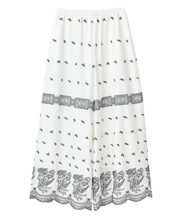 Green Parks ■ＥＳＣＡＲ　バイカラー刺繍ワイドイージーパン Off White