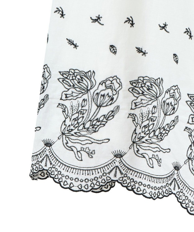 Green Parks ■ＥＳＣＡＲ　バイカラー刺繍ワイドイージーパン Off White