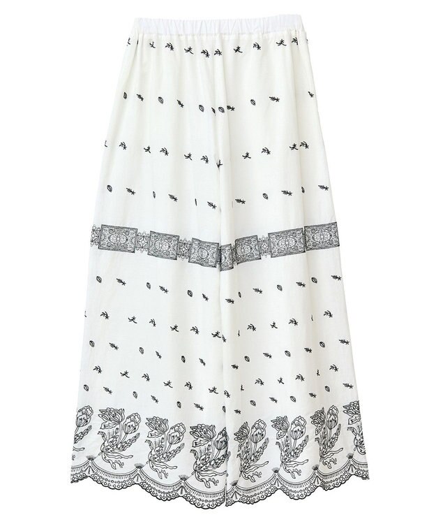 Green Parks ■ＥＳＣＡＲ　バイカラー刺繍ワイドイージーパン Off White