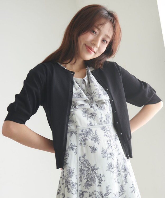 Feroux 【接触冷感・UVカット】ハーフスリーブ カーディガン ブラック系