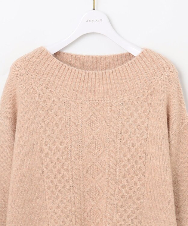 ANY SIS S 【洗える】ラメケーブル ニット ピンク