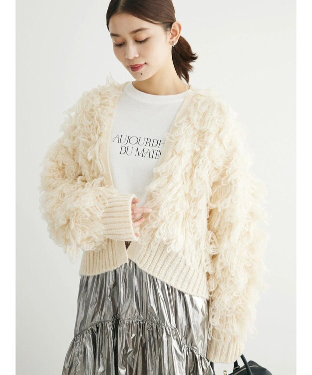 Green Parks ・Ｐｅｔｉｔ　Ｆｌｅｕｒ　ループニットカーディガン Off White