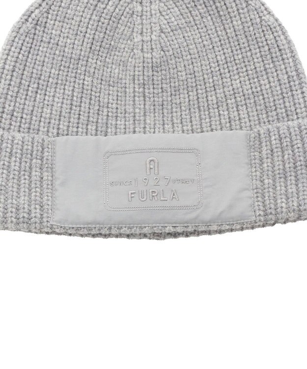 MOONBAT FURLA(フルラ) タフタ刺繍入りニット帽 グレー