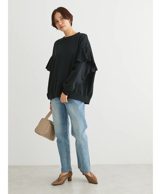 Green Parks ・ＳＵＧＡＲ　ＳＰＯＯＮ　ラッフルショルダースウェット Black