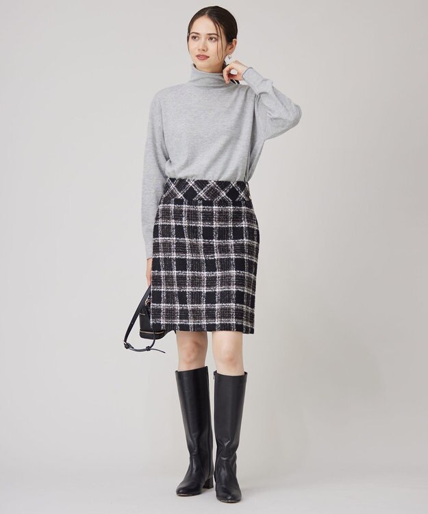 自由区 L BALLIループミルドチェック スカート ブラック×モカ