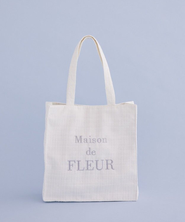 Maison de FLEUR ツイードロゴ刺繍スクエアトートバッグ Ivory