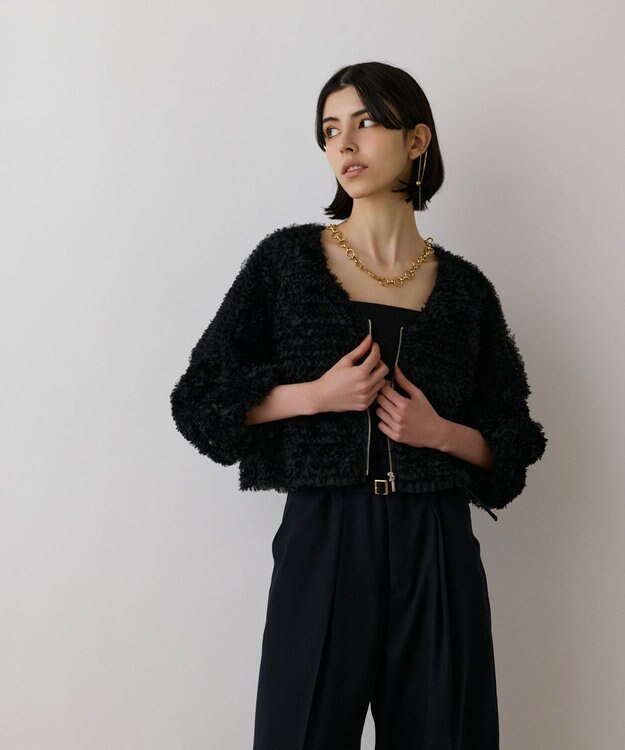 GRACE CONTINENTAL フラワーチュール刺繍ブルゾン ブラック