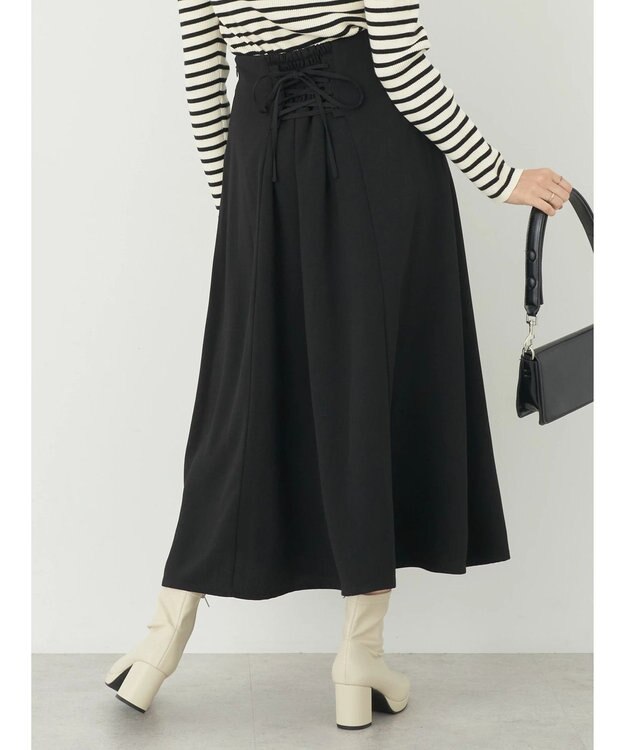 earth music&ecology バックレースアップスカート Black