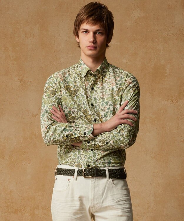 JOSEPH ABBOUD 【キングサイズ】リバティプリント シャツ ライトグリーン系5