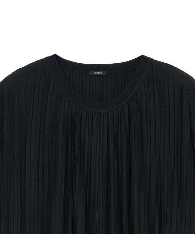 JOSEPH 【洗える】プリーテッドジャージー　ラウンドネックTシャツ Black