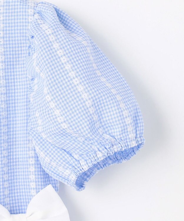 ANY KIDS 【洗濯機可能】サッカー ストライプワンピース サックスブルー