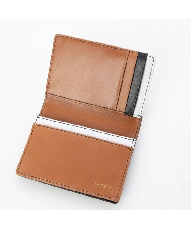 UNBILLION perche 牛革カラーコンビカードケース ブラック