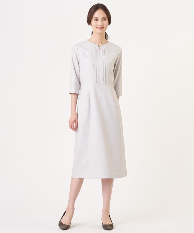 J.PRESS LADIES S 【定番人気・セットアップ対応】OXIJEWEL ストレッチ ワンピース ライトグレー系