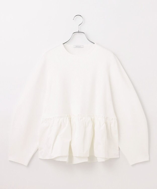 #Newans 【洗える】コンビネーションペプラムチュニックニット ホワイト