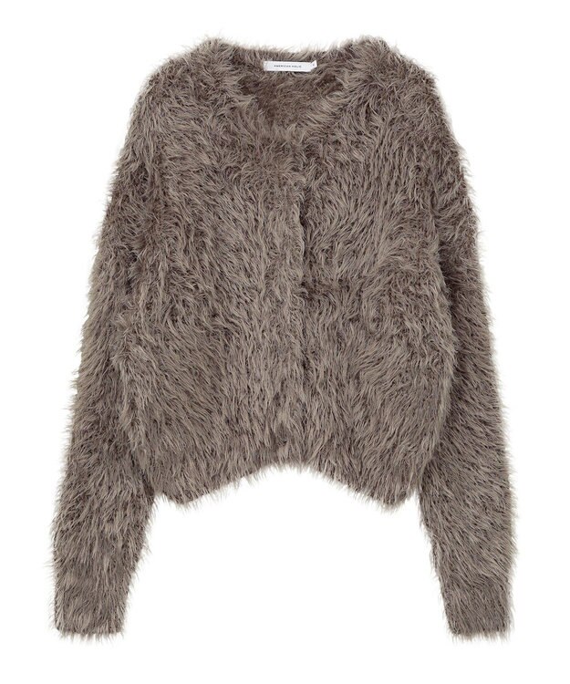 AMERICAN HOLIC シャギーニットクルーネックカーディガン Mocha