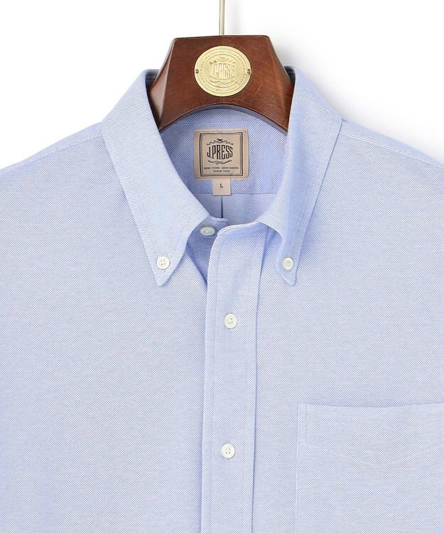 J.PRESS MEN 【吸水速乾 / 抗菌防臭 / 遮熱 / 防シワ】【J.PRESS OXFORD JERSEY】カノコインレイ半袖 シャツ / B.D. サックスブルー系
