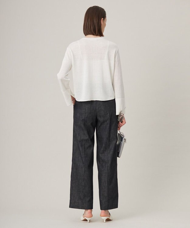 ICB 【洗える】 リネンレーヨンハイゲージ クロップドプルオーバー オフホワイト系