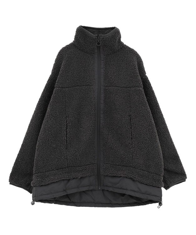 Green Parks 異素材コンビスタンドボアブルゾン Charcoal Gray