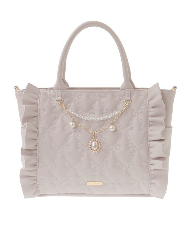 Maison de FLEUR チャーム付きリボンキルティング2Wayトート Light Pink