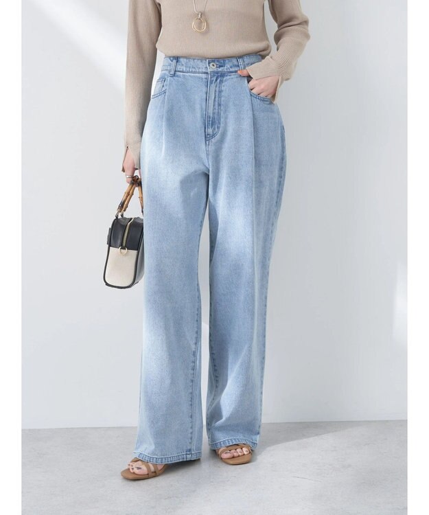 earth music&ecology タックルーズデニムパンツ Light Indigo