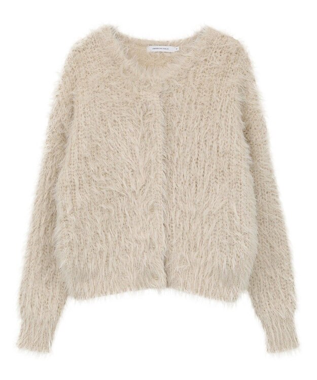 AMERICAN HOLIC シャギーニットクルーネックカーディガン Ecru