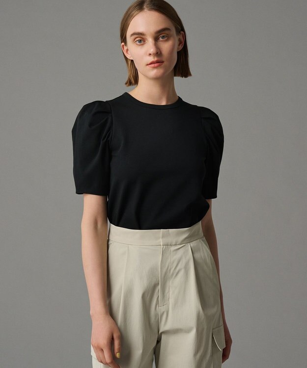 uncrave ダブルフェイスジャージー ボリュームスリーブカットソー ブラック