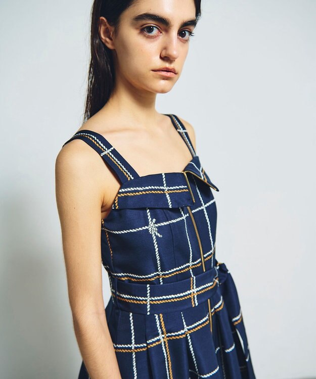GRACE CONTINENTAL ロープチェックワンピース ネイビー