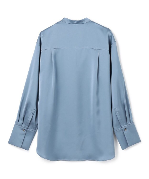 UNFILO L サテン バンドカラーシャツ スモーキーブルー