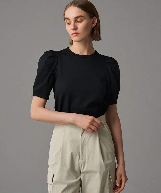 uncrave ダブルフェイスジャージー ボリュームスリーブカットソー ブラック