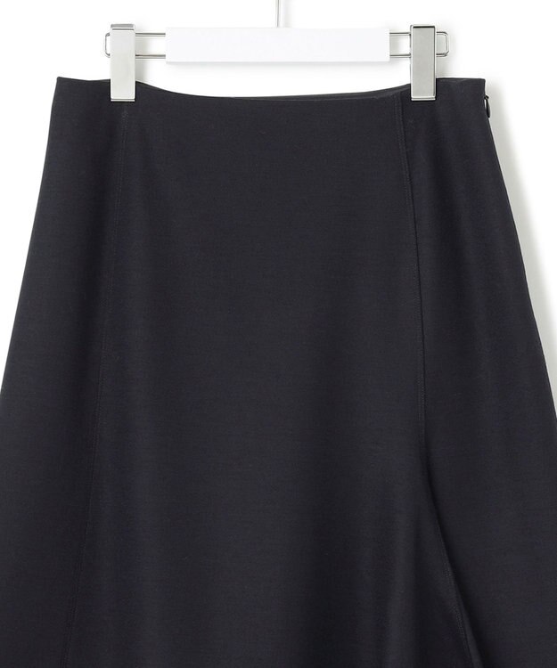 23区 S ウール圧縮スムース アシンメトリー フレアスカート ダークネイビー