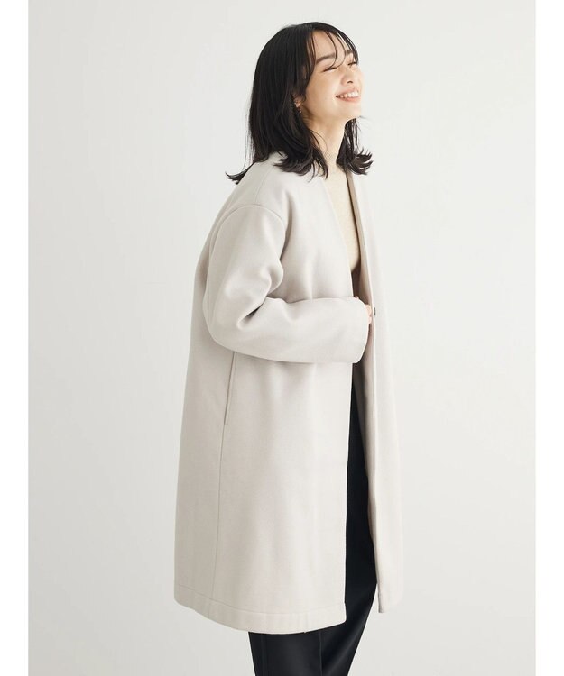 Green Parks 洗えるＶネックミディ丈コート Light Beige