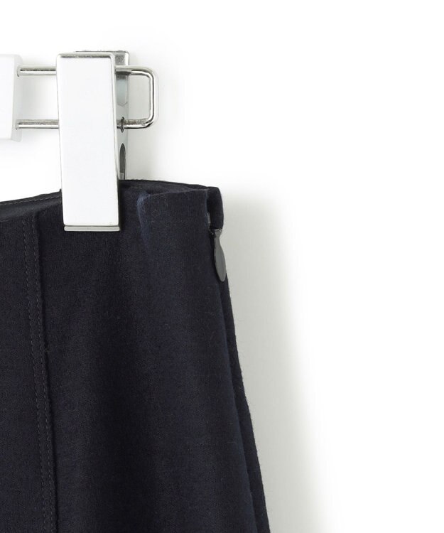 23区 S ウール圧縮スムース アシンメトリー フレアスカート ダークネイビー