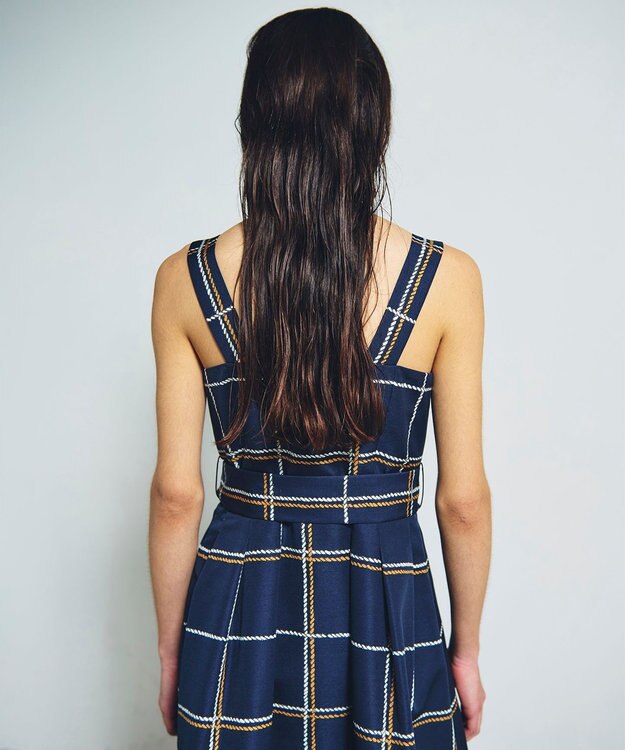 GRACE CONTINENTAL ロープチェックワンピース ネイビー