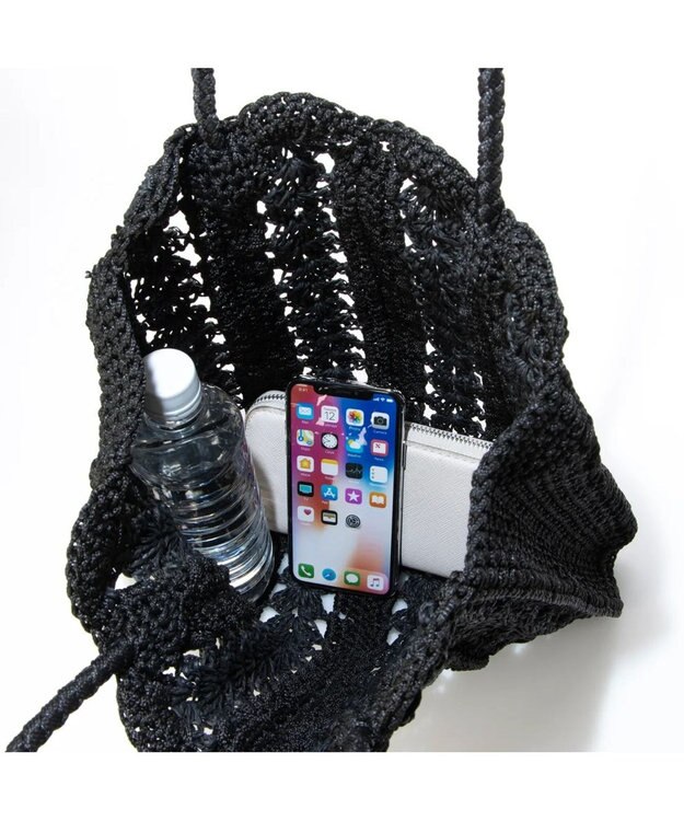 UNBILLION cachecache 切り替え松葉編みトートバッグ ブラック