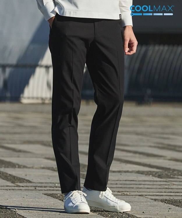 GOTAIRIKU 仕事で着られる綿パン【吸水速乾/ストレッチ/折り目加工】クールマックスコットンパンツ_ノータック（25年モデル） ブラック/25年限定色