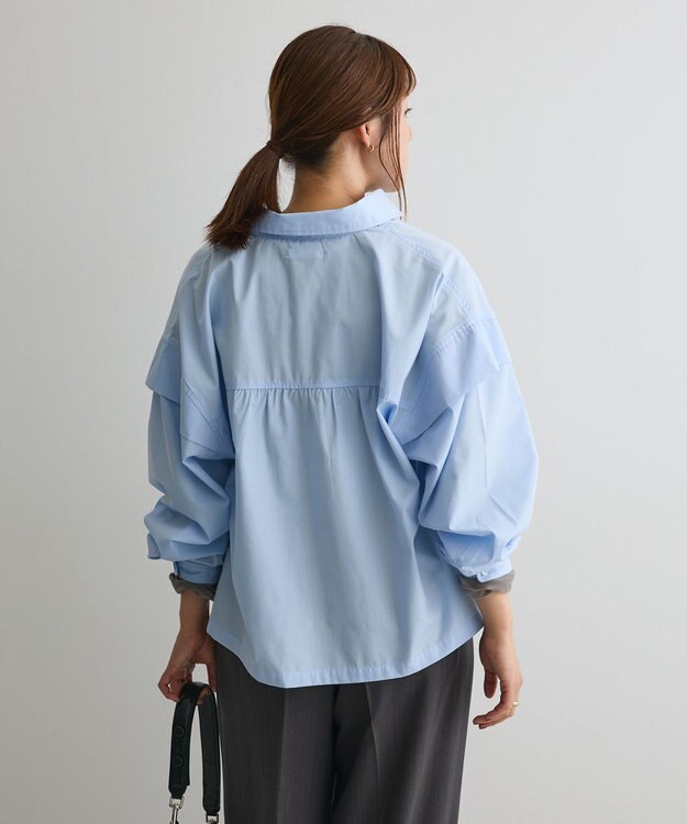 CRAFT STANDARD BOUTIQUE パネルデザインワイドシャツ Sax