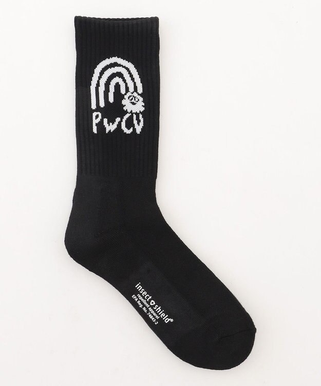 PW CIRCULUS 【虫よけ加工】【MEN】P-MOF ソックス ミドル丈 ゴルフ ブラック系