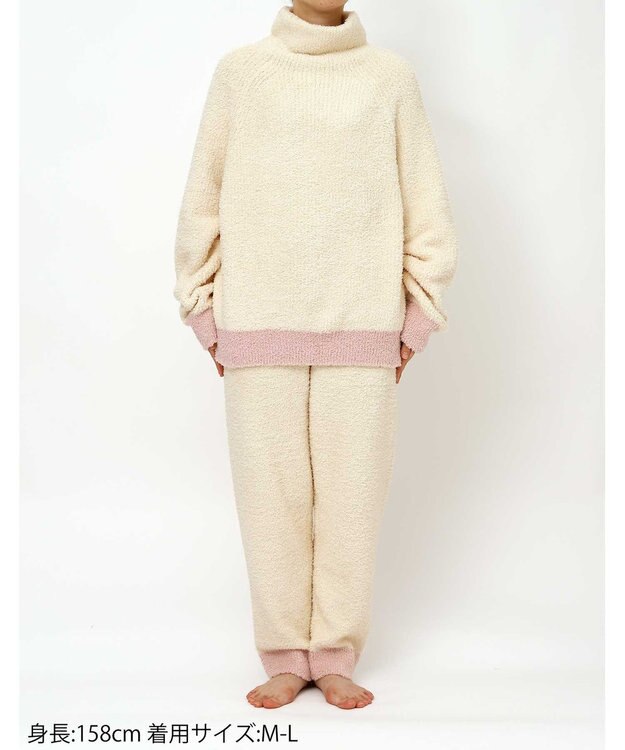 une nana cool カラーブロッキング　タートルネックプルオーバー クリーム
