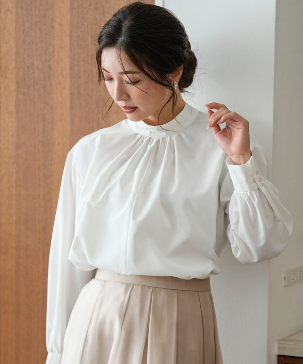 ANY SIS L 【2WAY】リボンギャザー ブラウス ホワイト系