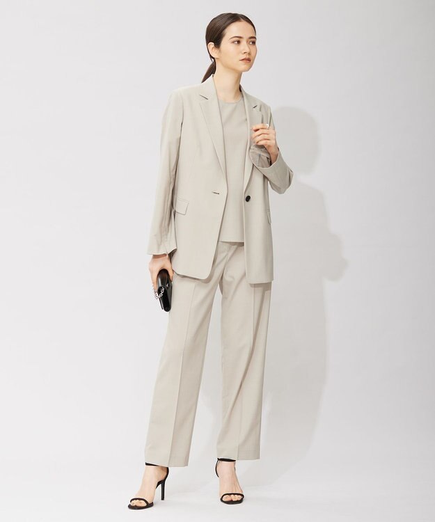 ICB 【洗える】 サマーウールトロ テーラードジャケット ライトオリーブ系