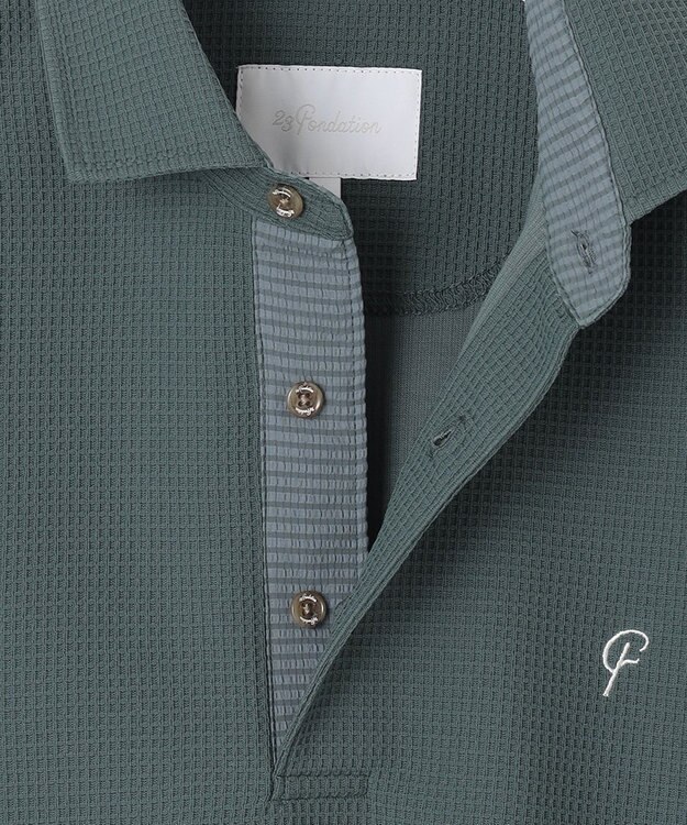 23区GOLF 【23Fondation/MEN】ワッフルポロシャツ ライトグリーン系